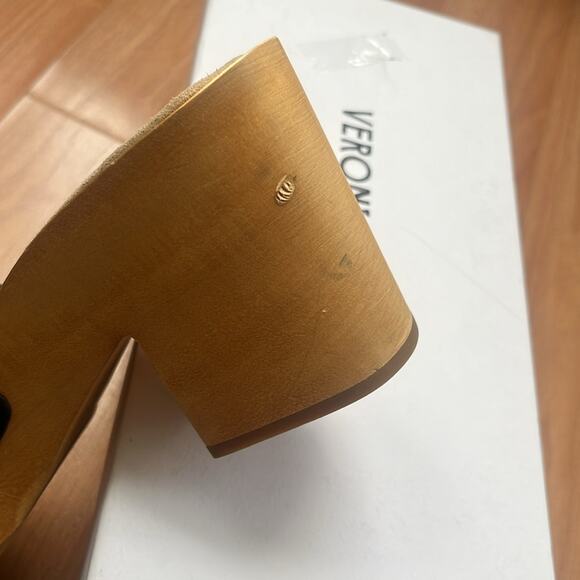 Veronica Beard Hannalee‎ Suede/Wood Clog Platform Sandal  Black 9 - Picture 8 of 8